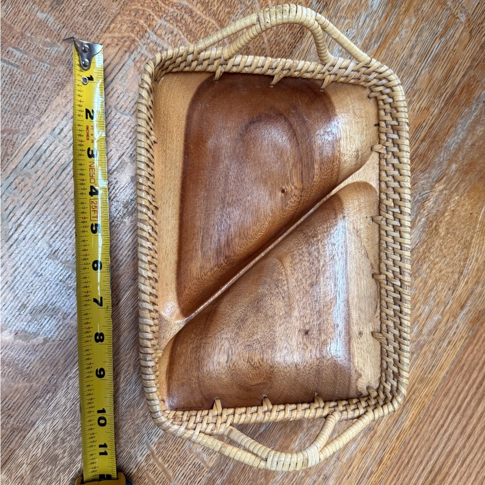 Sold- Vintage divided wood Tray - Picture 2 of 8